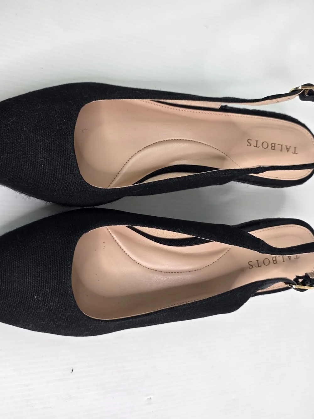 Talbots Black Slingback Wedge Espadrille Womens Sz 10